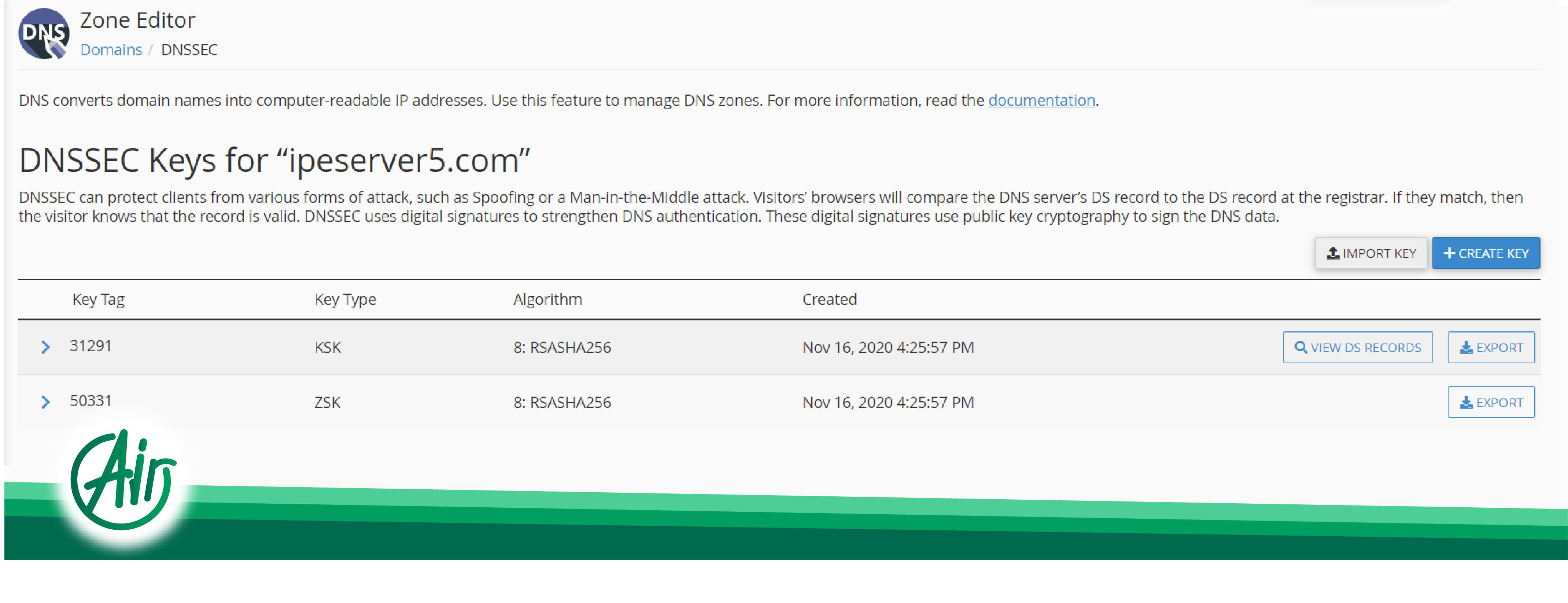 domain security settings in cPanel