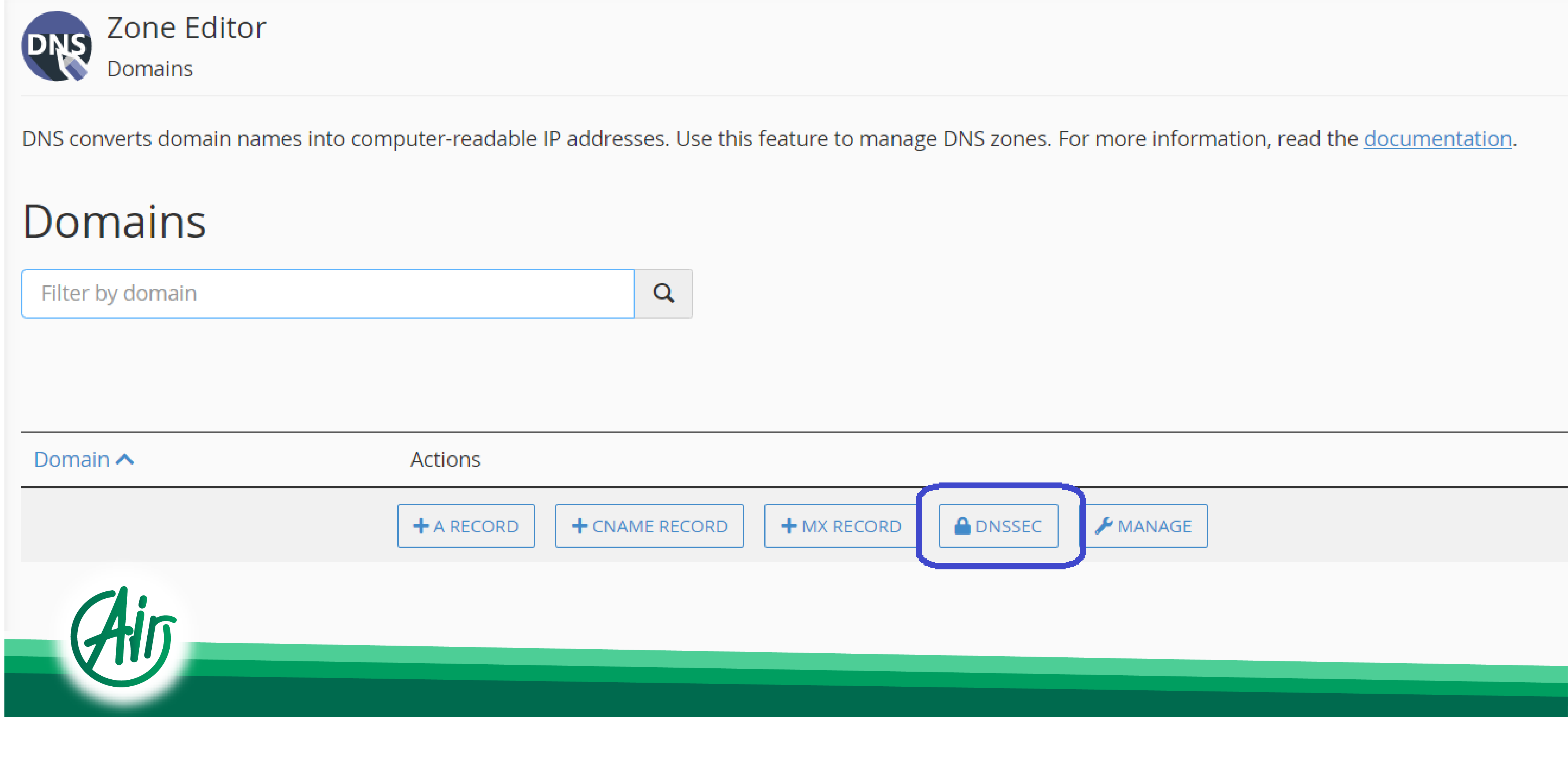 DNSSEC configuration in cPanel Zone Editor