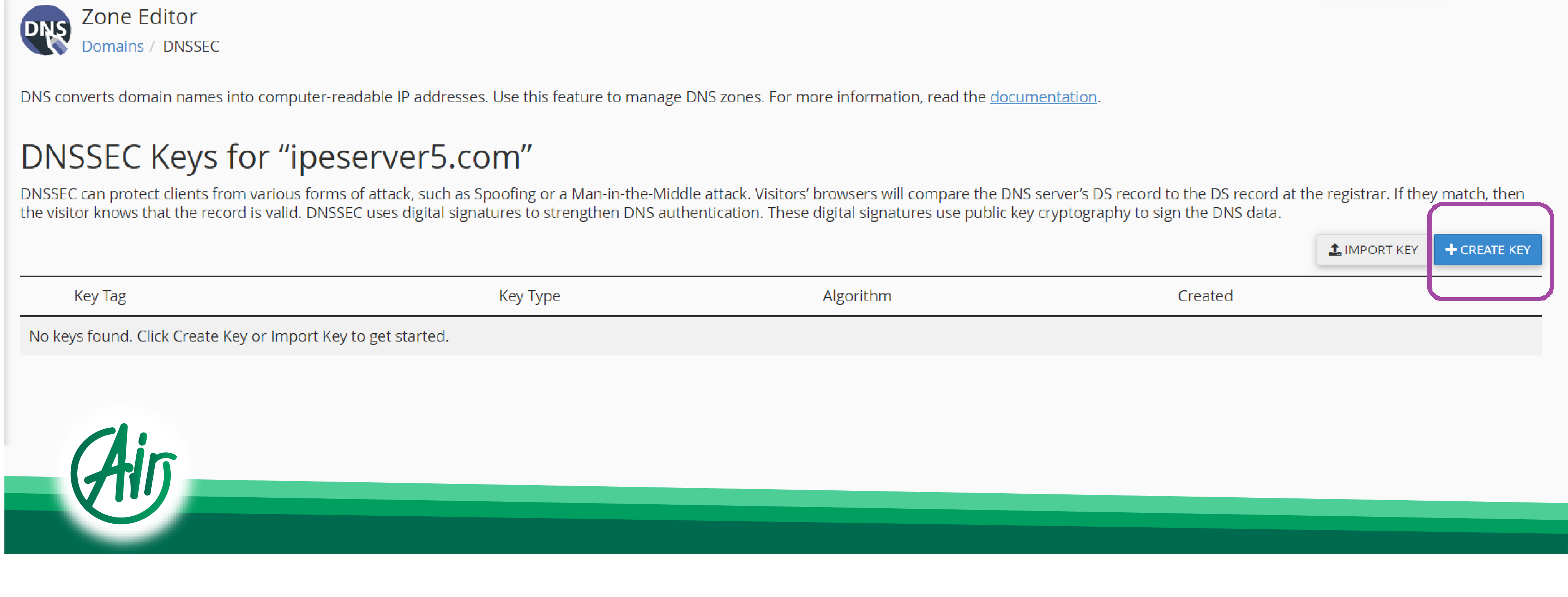 Adding a DNSSEC key in cPanel for enhanced security